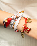 DoDoBeads Scarf Charm Necklace – Vintage Love – Red Enamel Heart & Bow Charm