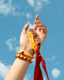 Game Day Scarf Bracelet Set for Women Red&Yellow