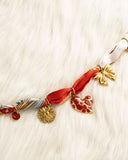 DoDoBeads Scarf Charm Necklace – Vintage Love – Red Enamel Heart & Bow Charm