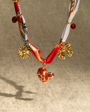 DoDoBeads Scarf Charm Necklace – Vintage Love – Red Enamel Heart & Bow Charm