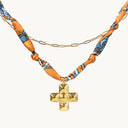 DoDoBeads Layered Scarf Necklace with Gold Paperclip Chain