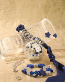 Game Day Scarf Bracelet Set for Women Blue&White