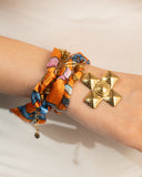 DoDoBeads Layered Scarf Necklace with Gold Paperclip Chain