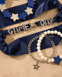 Game Day Scarf Bracelet Set for Women Blue&White