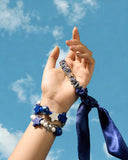 Game Day Scarf Bracelet Set for Women Blue&White