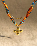 DoDoBeads Layered Scarf Necklace with Gold Paperclip Chain