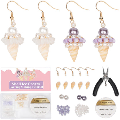DoDoBeads Earring Making Kit, Pearl Earrings Making Kit, Jewelry Making Kit with Shell Beads, Pearl Beads, Natural Crushed Stone, Tools, Jewelry Making Kit for Adults, Jewelry Making Supplies