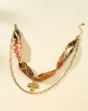 DoDoBeads Brown Scarf Necklace with Gold Cross Pendant