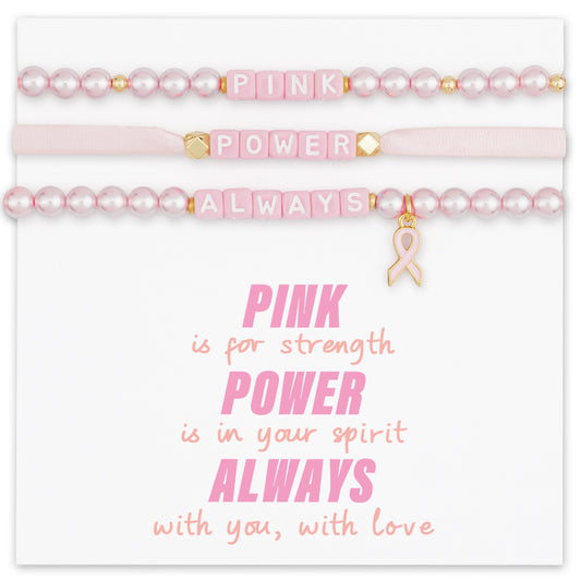 Breast Cancer Awareness Bracelets, Red Ribbon Week Bracelets Bulk, Cancer Care Gifts for Women, Support Gift for Women & Survivors