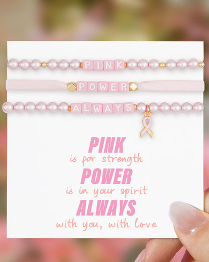 Breast Cancer Awareness Bracelets, Red Ribbon Week Bracelets Bulk, Cancer Care Gifts for Women, Support Gift for Women & Survivors